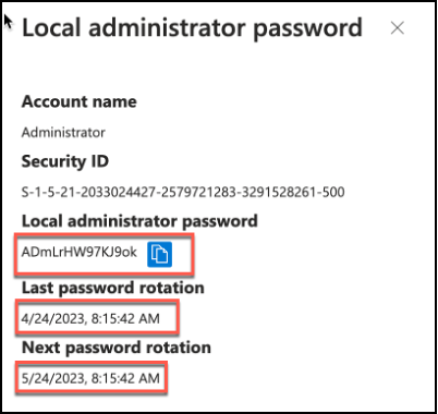 Snippet from Azure Active Directory, Local Administrator Password Retrieval