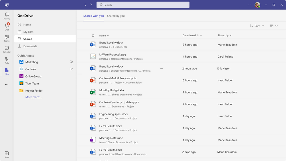 New files app in Microsoft Teams.