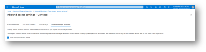 Enabling cross-tenant sync through cross-tenant access settings