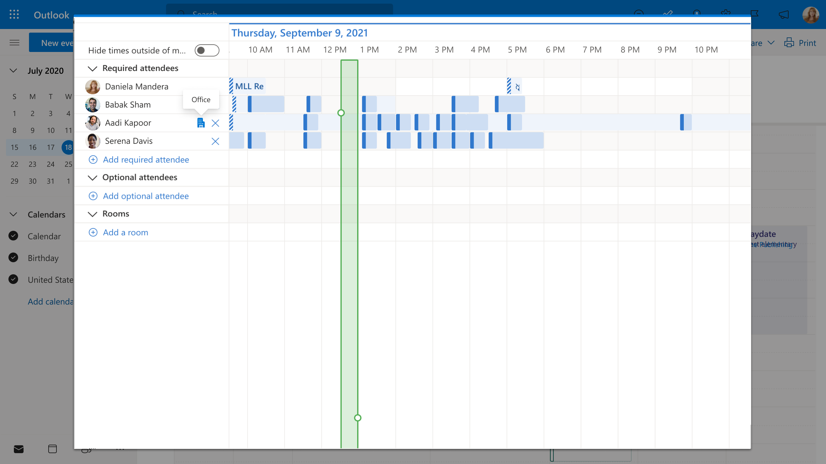 Coordination is the key to spontaneity with these features in Outlook on the web and Teams