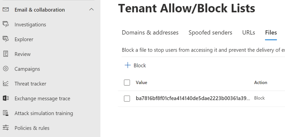 Figure 8: Tenant Allow/Block Lists
