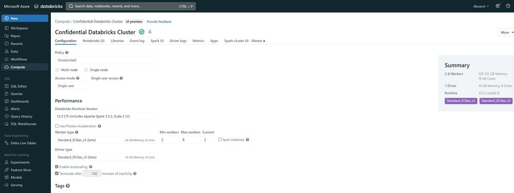 Confidential Azure Databricks Cluster