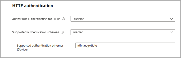 A screenshot of the valid settings input into the template for HTTP authentication.