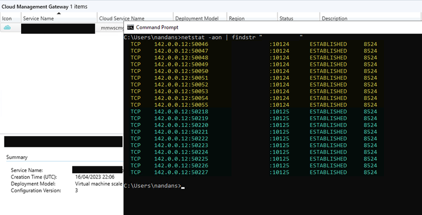 Figure 4: Figure 3: Output of netstat -aon with multiple VM instances.