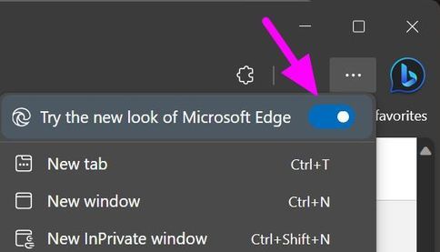 Turn on "Try the new look of Microsoft Edge"