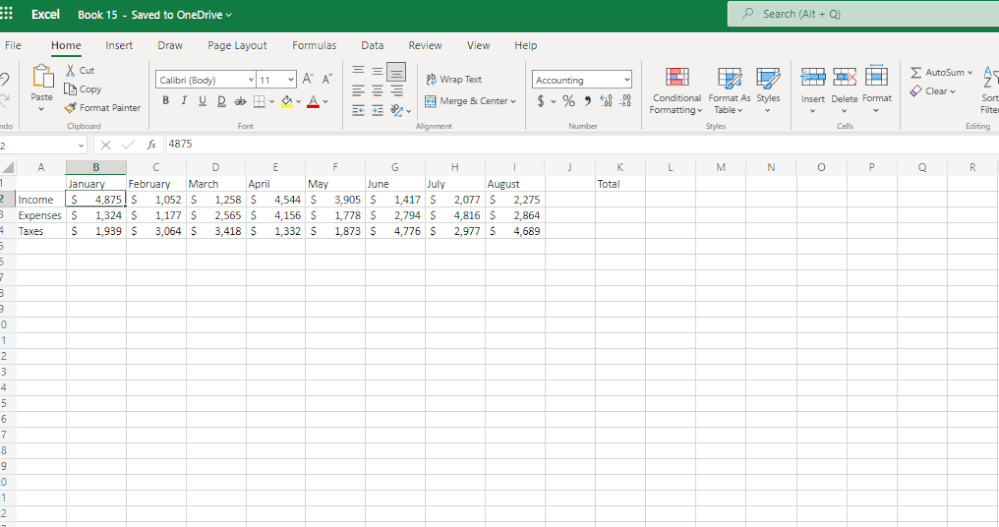 Using Formula Suggestions to find row totals