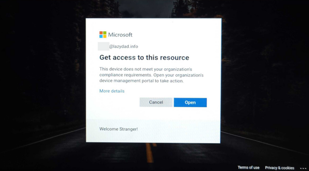 "Get access to this resource" Azure AD Conditional Access prompt.