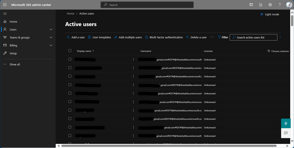 Screenshot of active users page