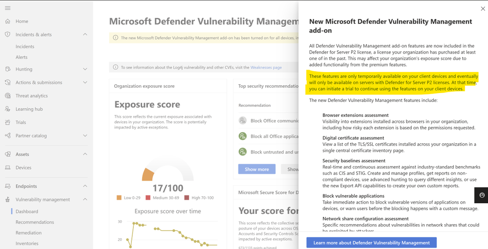 Update on Defender Vulnerability Management capabilities in Defender for Servers Plan-2 - Microsoft Community Hub