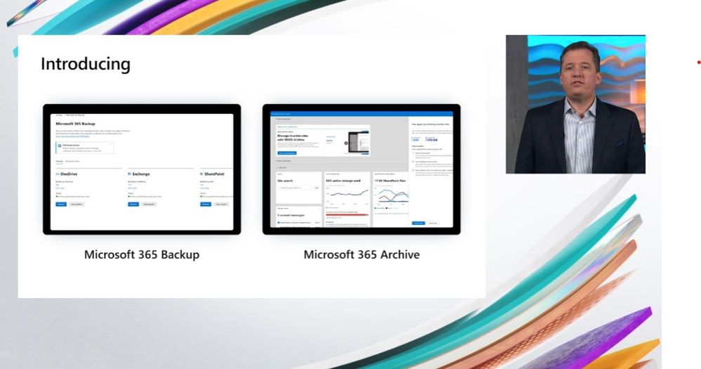 Chris McNulty, Director of Product Marketing (Syntex – Microsoft) announcing Microsoft 365 Backup and Archive during the Microsoft Inspire 2023 event.