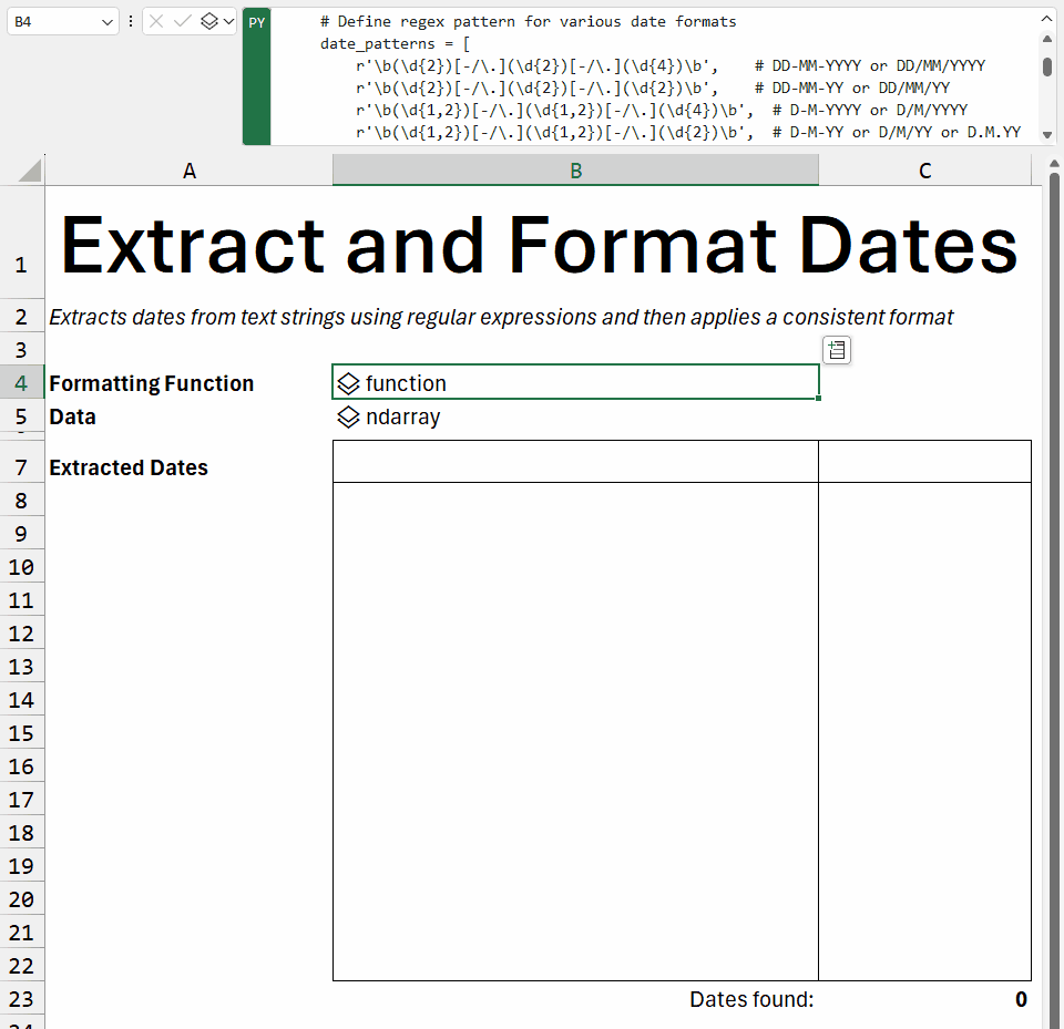 Date extraction using regular expressions.