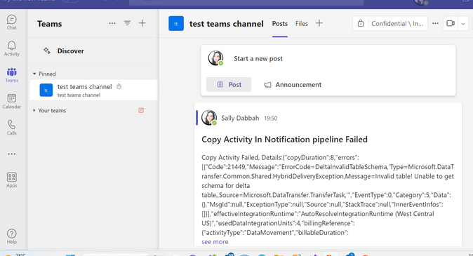 output of teams activity
	
	
	 
	
	
	
				
		
			
				
						
							Notifying Outlook and Teams channel/group from a Microsoft Fabric pipeline
							
						
					
			
		
	
			
	
	
	
	
	
