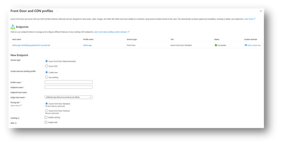 Quick create Azure Front Door endpoints for Azure Storage accounts