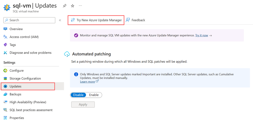 thumbnail image 1 of blog post titled 

							Announcing public preview of enhanced patching for SQL Server on Azure VM with Azure Update Manager

