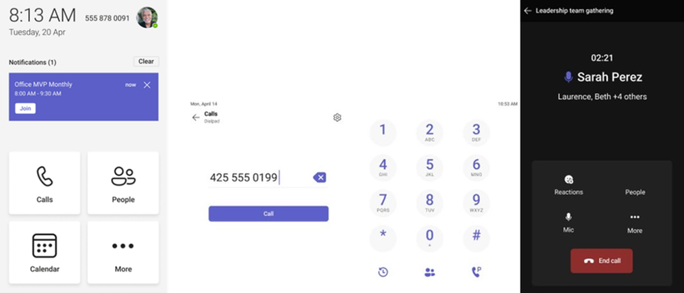 Simplified navigation, redesigned dial pad and lightweight meeting on Teams Phone device