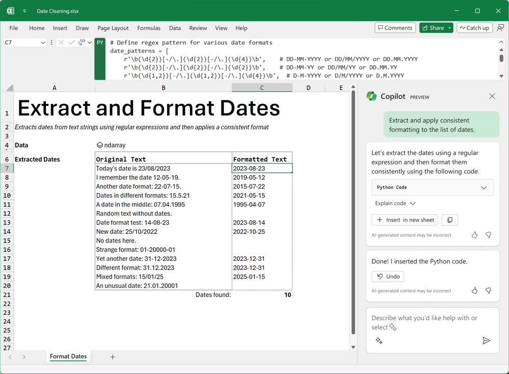 thumbnail image 4 of blog post titled Introducing Copilot support for Python in Excel: Advanced Data Analysis Using Natural Language 