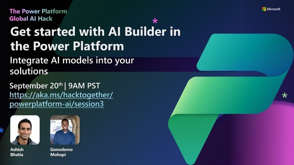 Picture showing Get Started with AI Builder in Power Platform session banner