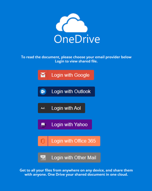 Figure 4. HTML page mimicking sign-in page for OneDrive