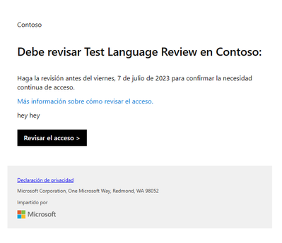 Figure 3: Screenshot of email in Spanish