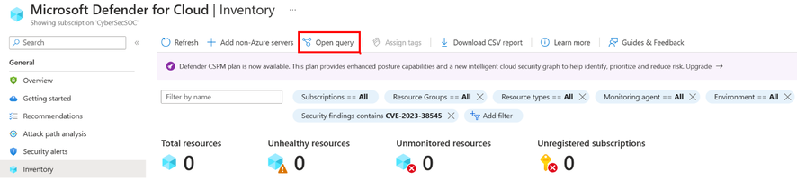 Figure 3. Open Azure Resource Graph query from Inventory.