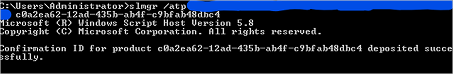 Screenshot of the command prompt interface returning a confirmation ID number.