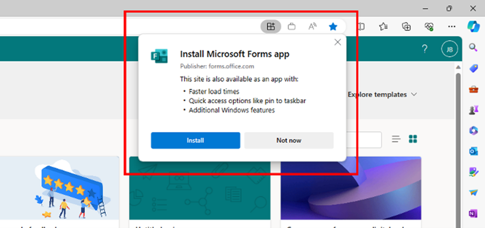 Install Forms app from browser