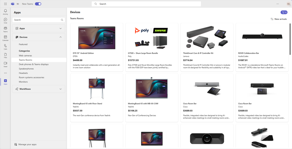 Browse and purchase devices certified for Teams from Apps in Teams