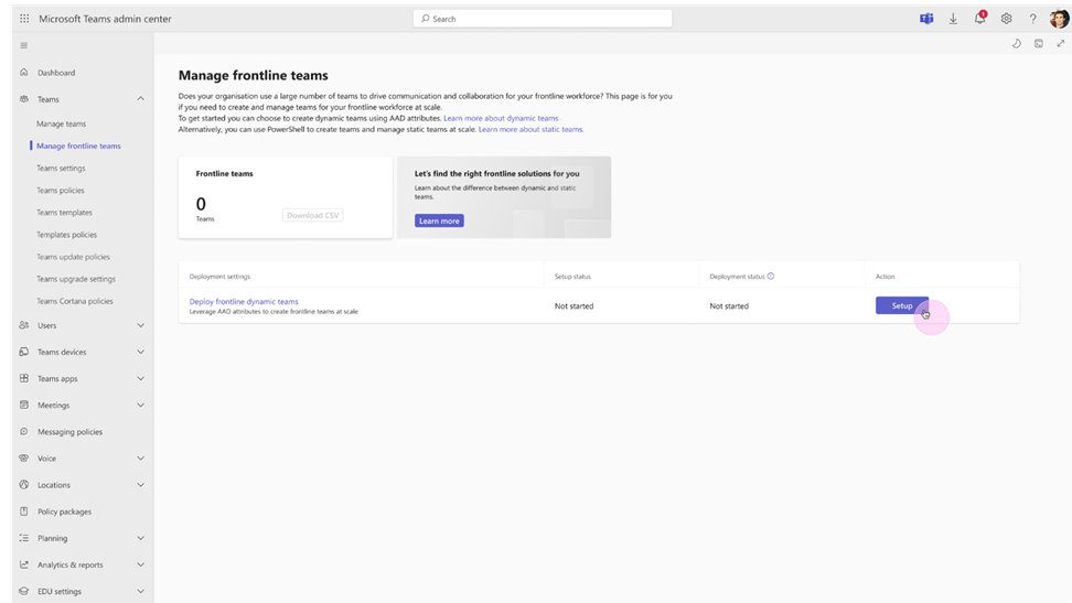 An image showing the new frontline deployment capabilities in the Teams Admin Center