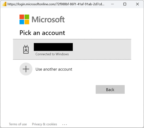 Screenshot of a dialog box prompting to select an account to sign in.