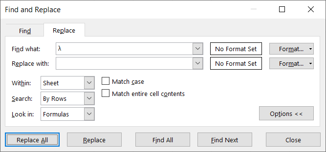 Find and Replace: Step 2