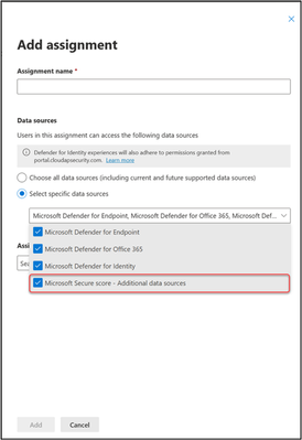 Image 3: New data source for Microsoft Secure Score additional sources.