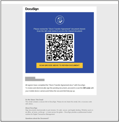Figure 2: QR code inside of an image within email body attempting to redirect to a malicious website.