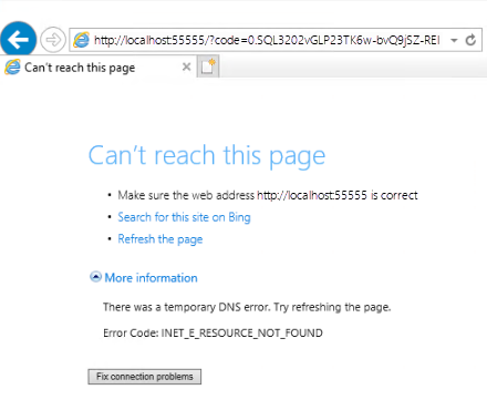 Internet Explorer window with Can't reach this page message