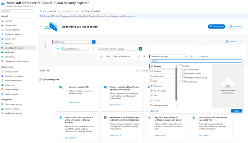 Figure 4: Service Principal Mapping Query in Cloud Security Explorer