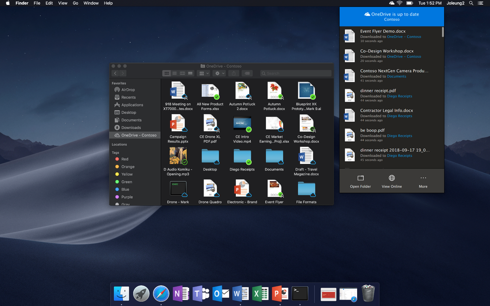 Dark Mode for OneDrive in MacOS Mojave