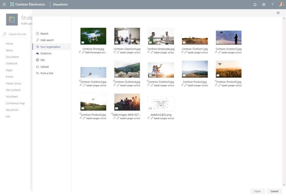 Choose approved photos from Your organization when placing them on your site pages or news articles.