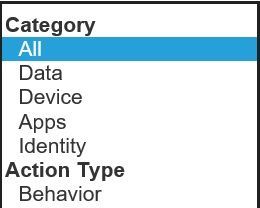 Category options to filter on in the “Take Action, Improve Your Microsoft Secure Score” section