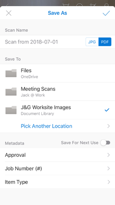 Saving images with metadata during mobile capture