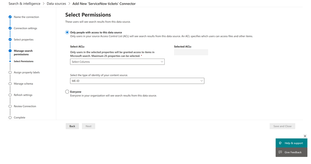 Select permissions