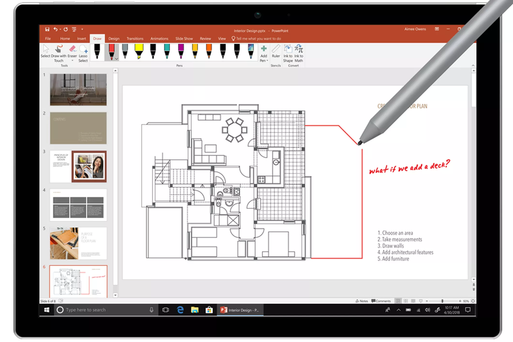 Drawing a floorplan and extension on a Microsoft Surface Pro with a Microsoft Surface pen