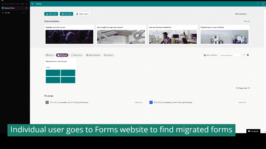 Check migrated forms on the Forms website