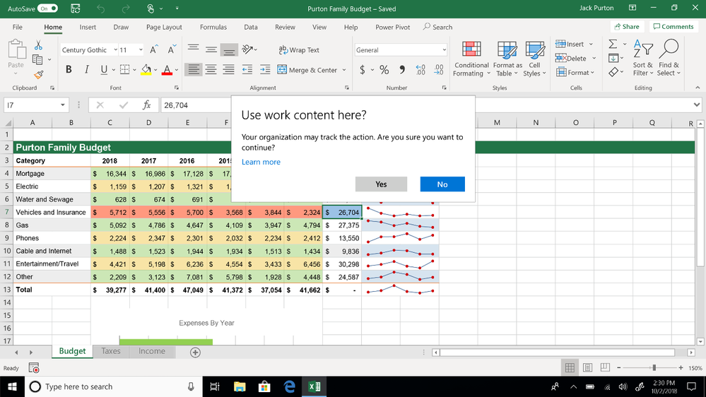 Prevent work data from being copied to non-work locations – based on sensitivity labels