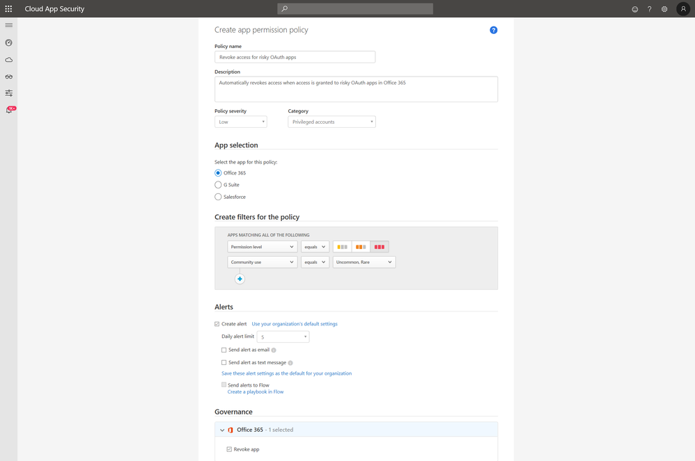 Image 3: Create App Permission policies to govern risky OAuth apps across O365, G-Suite and Salesforce