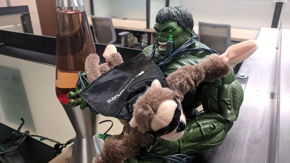 The Incredible Hulk battling with The SharePoint Monkey for balance in the world of productivity at Funko Inc. (Everett, WA).