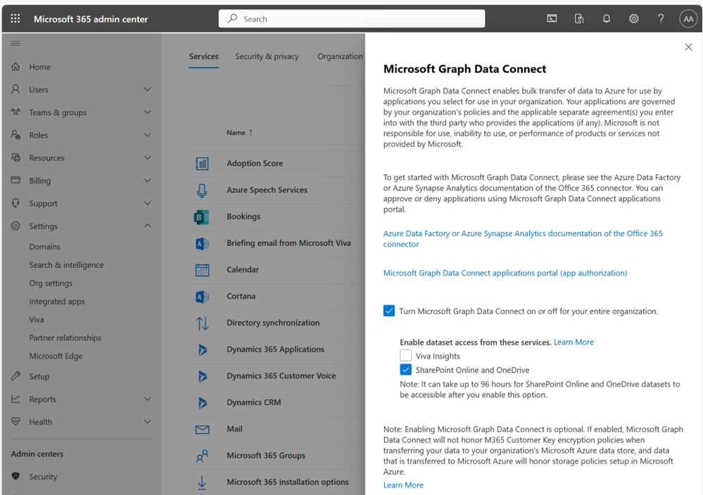 Enabling Microsoft Graph Data Connect for SharePoint