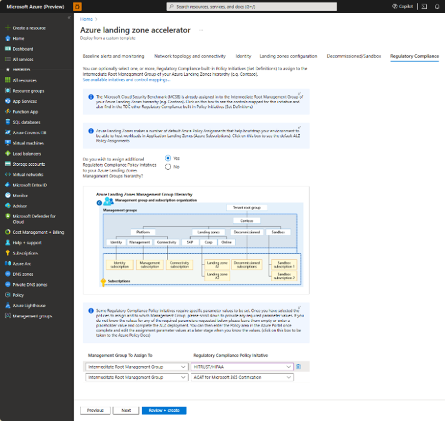 New feature: easily assign regulatory compliance policies to your Azure Landing Zone