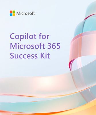 thumbnail image 1 captioned An image with the Microsoft logo and the words Copilot for Microsoft 365 Success Kit on a colorful background.