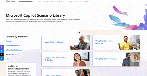 Copilot for Microsoft 365 interactive scenario library
