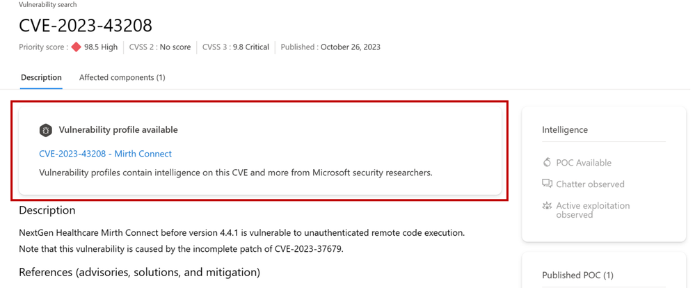 A new pop-up box on our open-source CVE page will indicate when a Vulnerability Profile is available for the same CVE.