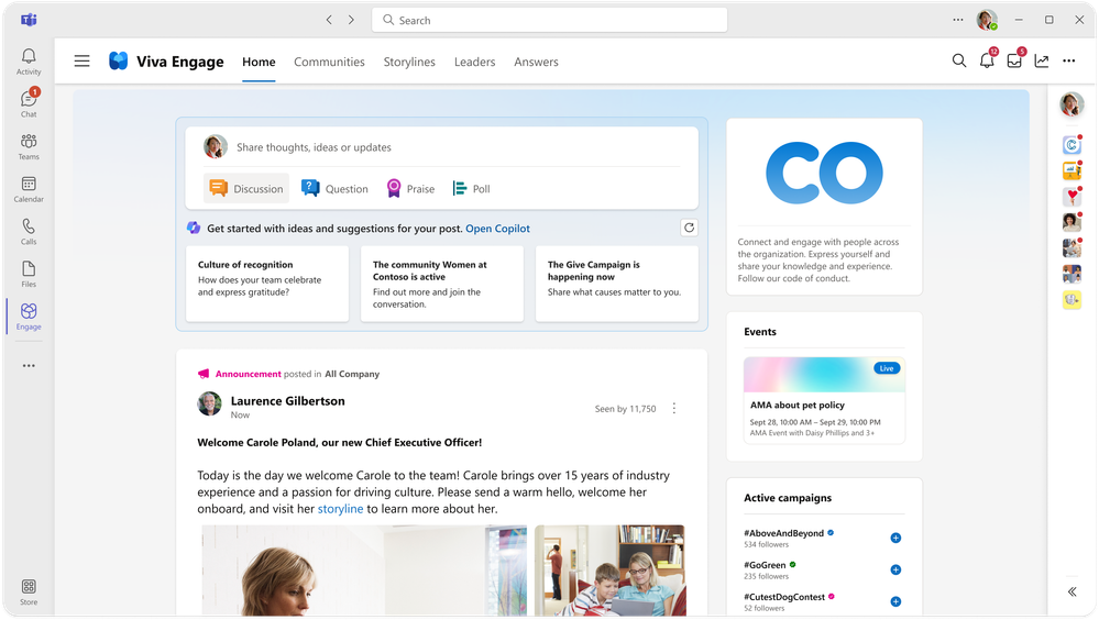 Teaser image for Empower your organization with feature access management for Copilot in Viva Engage 